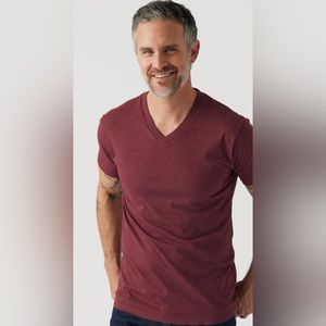 True Classic Men’s Heather Burgundy V-Neck T-Shirt
